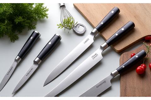 A collection of finely crafted ergonomic culinary tools, sleek and professional.