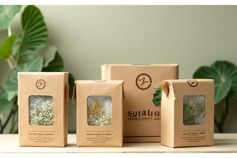 Eco-friendly packaging for Sustain Organics, featuring minimalist design and natural textures.