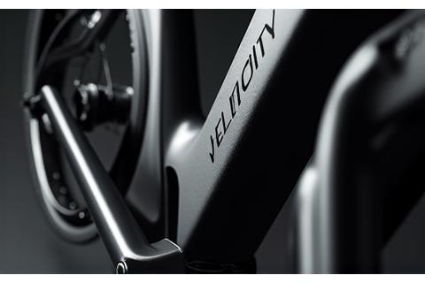 Close-up on the innovative design of the Velocity eBike prototype, highlighting its sleek frame.